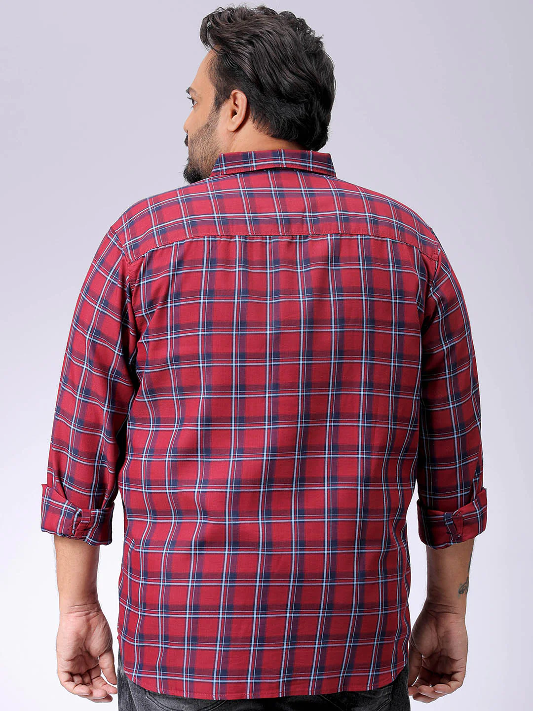 Men's Plus Size Checked Casual Shirt - Image 5