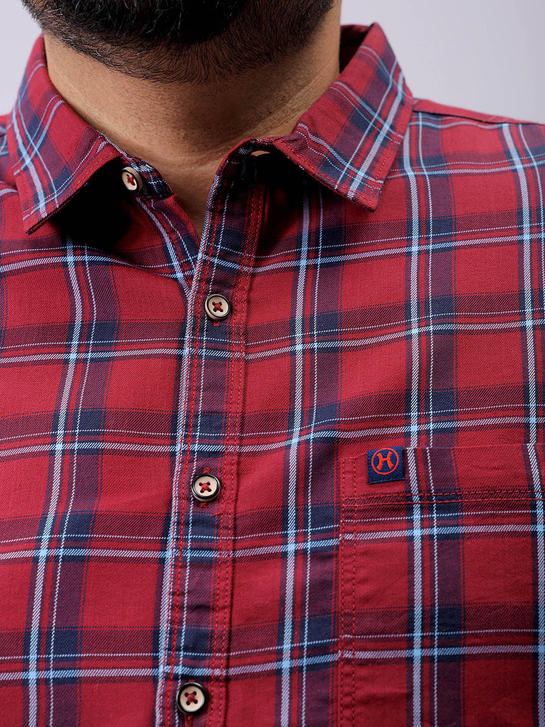 Men's Plus Size Checked Casual Shirt - Image 6