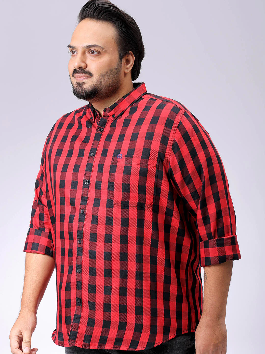 Men's Plus Size Checked Casual Shirt - Image 2
