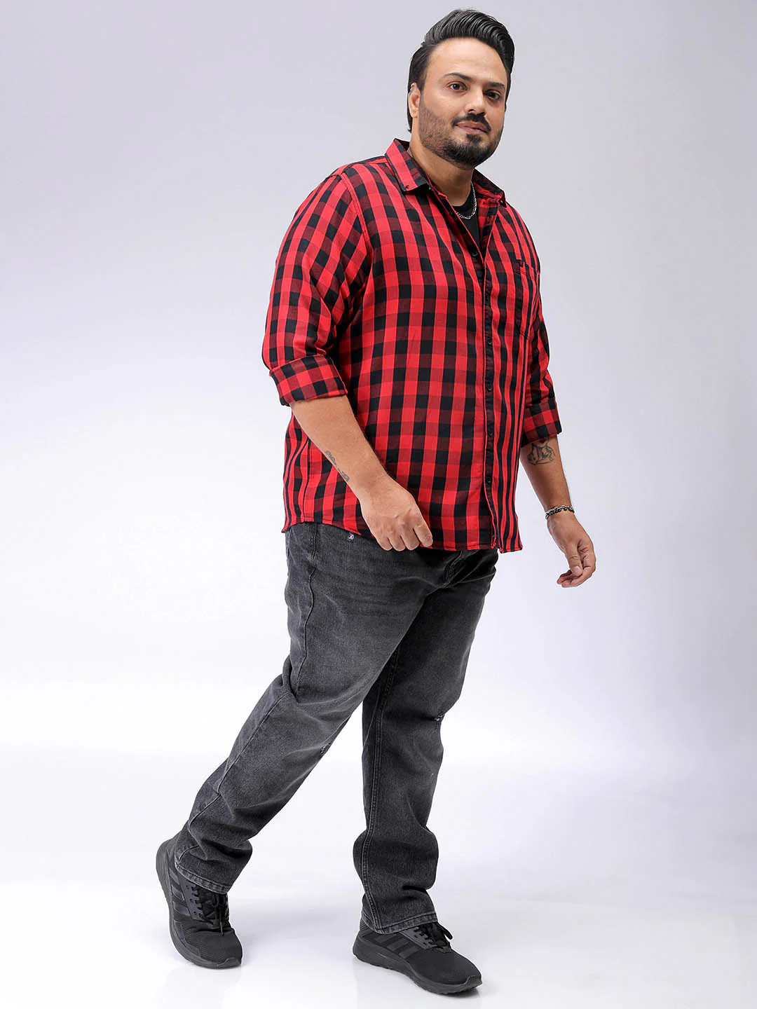 Men's Plus Size Checked Casual Shirt - Image 4