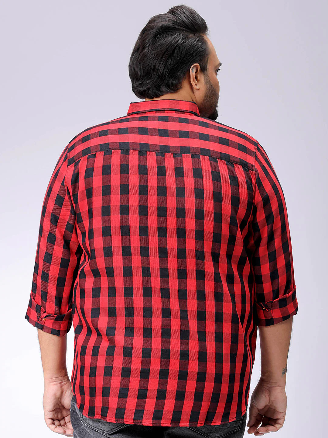 Men's Plus Size Checked Casual Shirt - Image 5