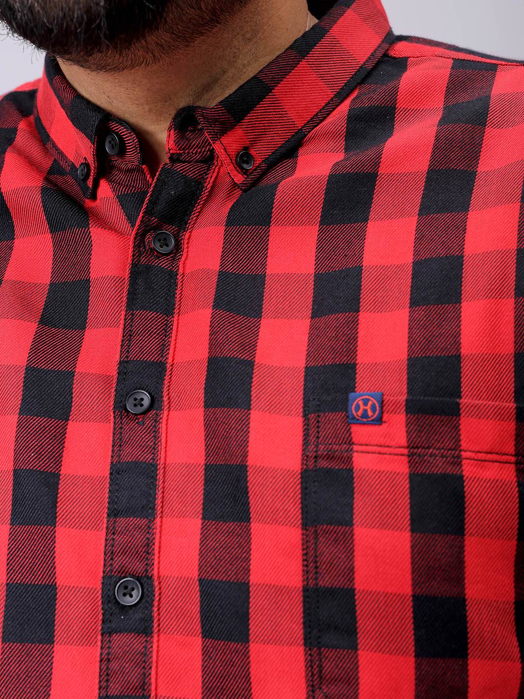 Men's Plus Size Checked Casual Shirt - Image 6