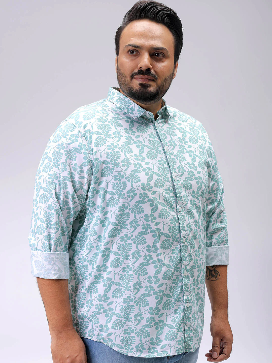 Men's Plus Size Floral Casual Shirt - Image 3