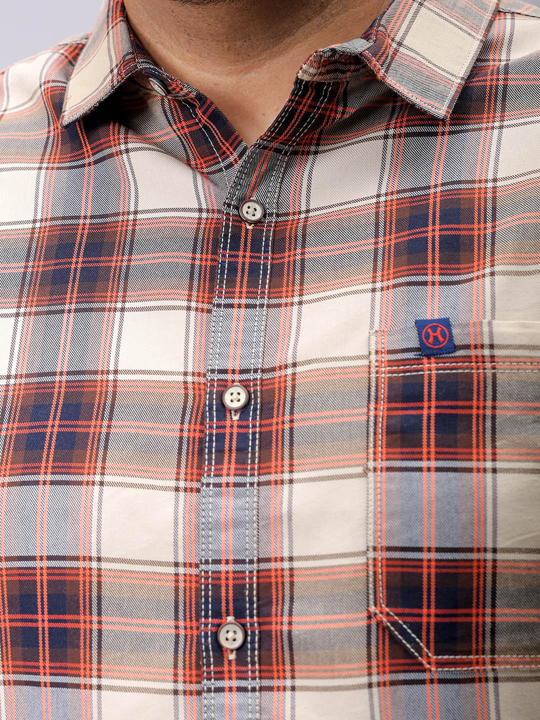 Men's Plus Size Tartan Checks Casual Shirt - Image 6
