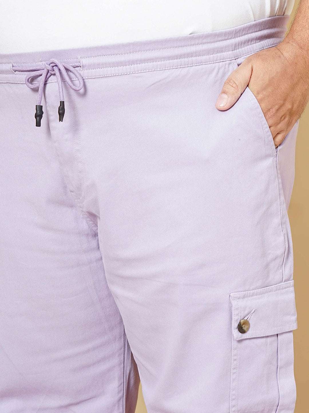 Men's Purple Plus Size Solid Cargo Jogger - Image 5
