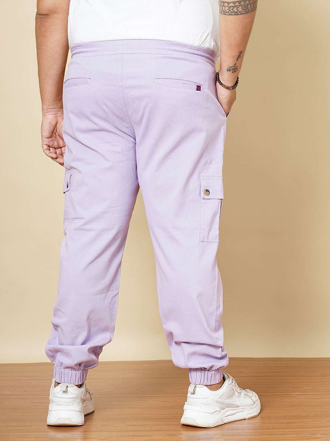 Men's Purple Plus Size Solid Cargo Jogger - Image 6