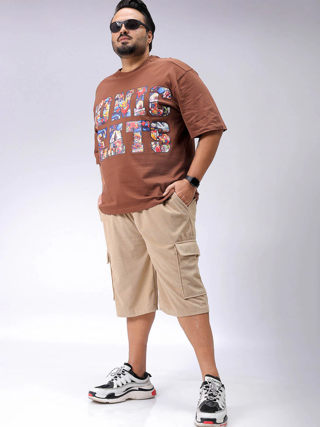 Men's Plus Size Loose Fit Mid Rise Cargo Shorts - Image 3