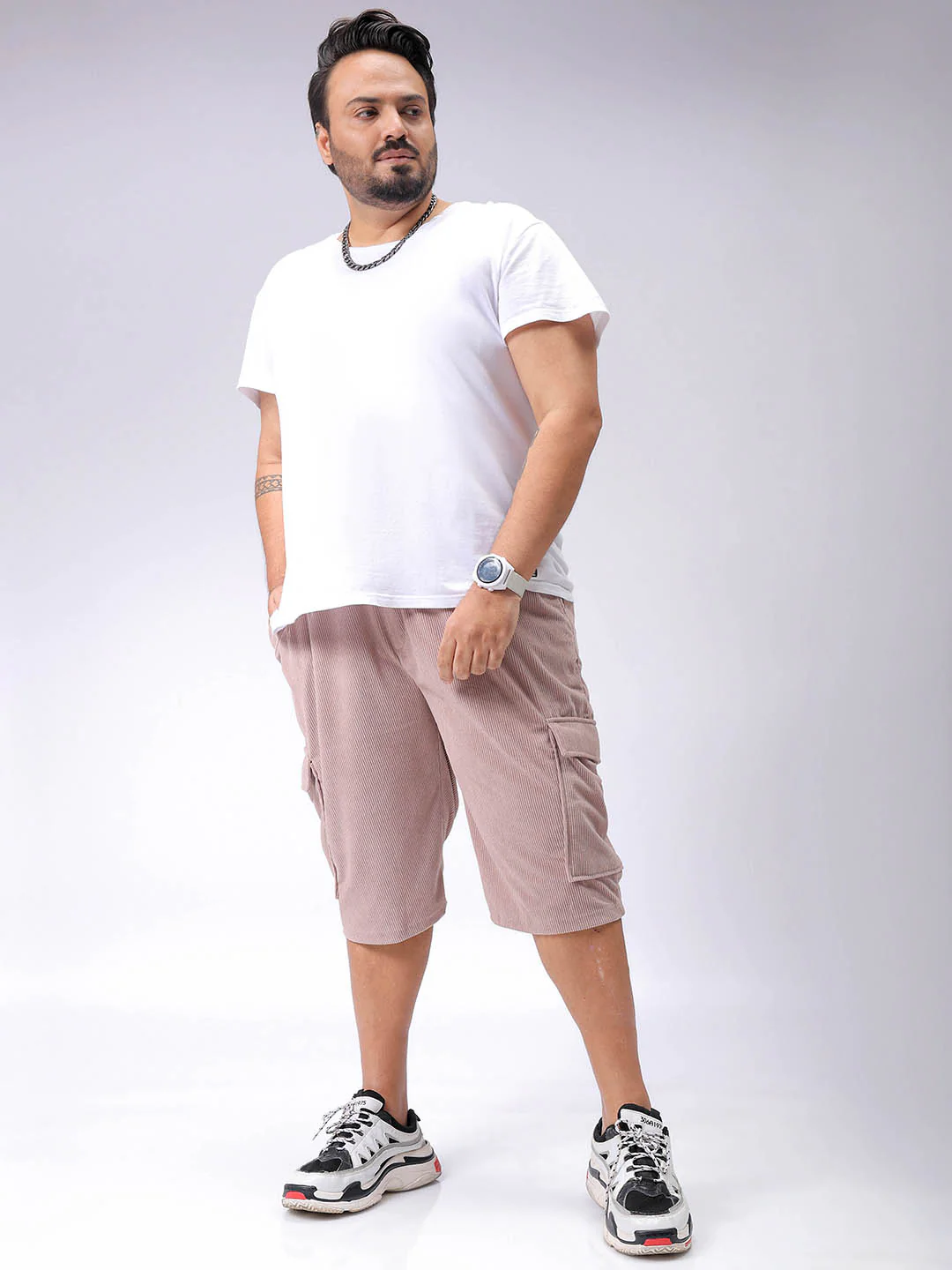 Men's Plus Size Loose Fit Mid Rise Cargo Shorts - Image 4