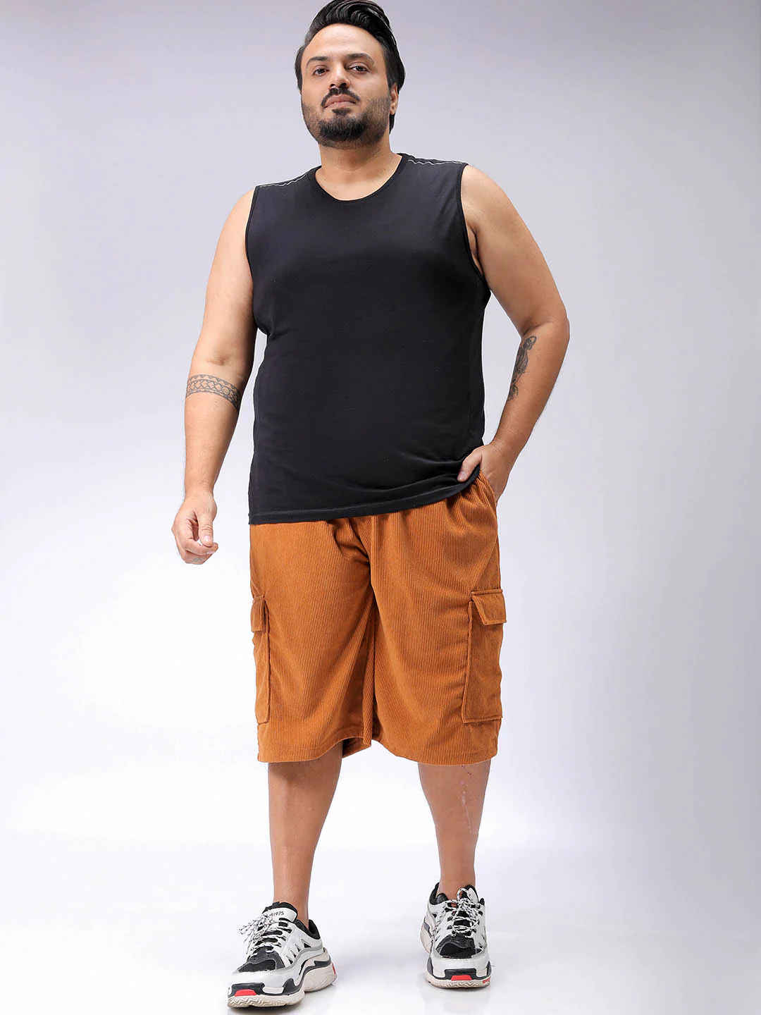 Men's Plus Size Loose Fit Mid Rise Cargo Shorts - Image 4