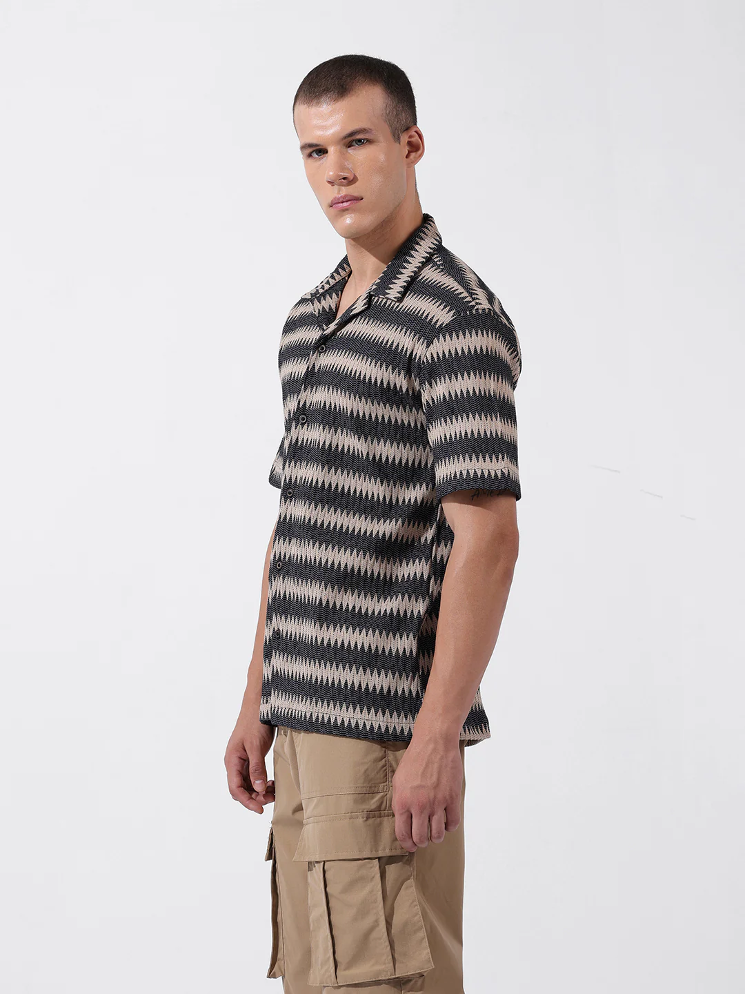 Men's Fawn Relaxed Fit Textured Textured Shirt - Image 2