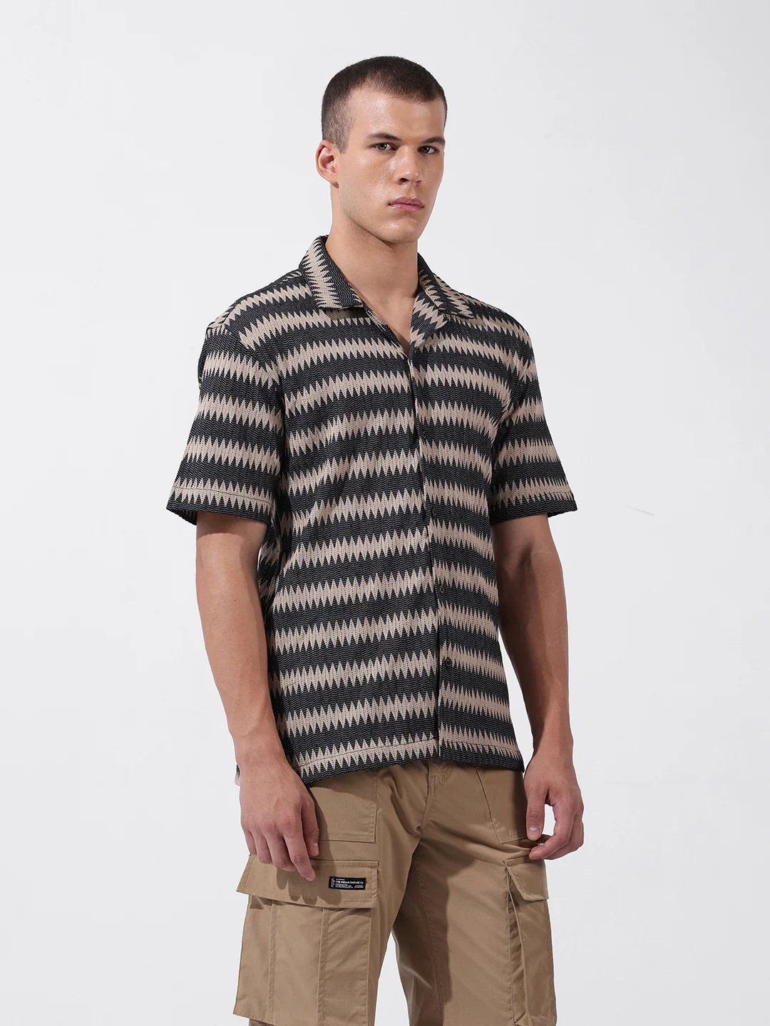 Men's Fawn Relaxed Fit Textured Textured Shirt - Image 3