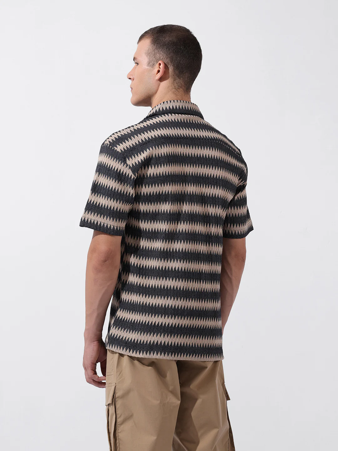 Men's Fawn Relaxed Fit Textured Textured Shirt - Image 4