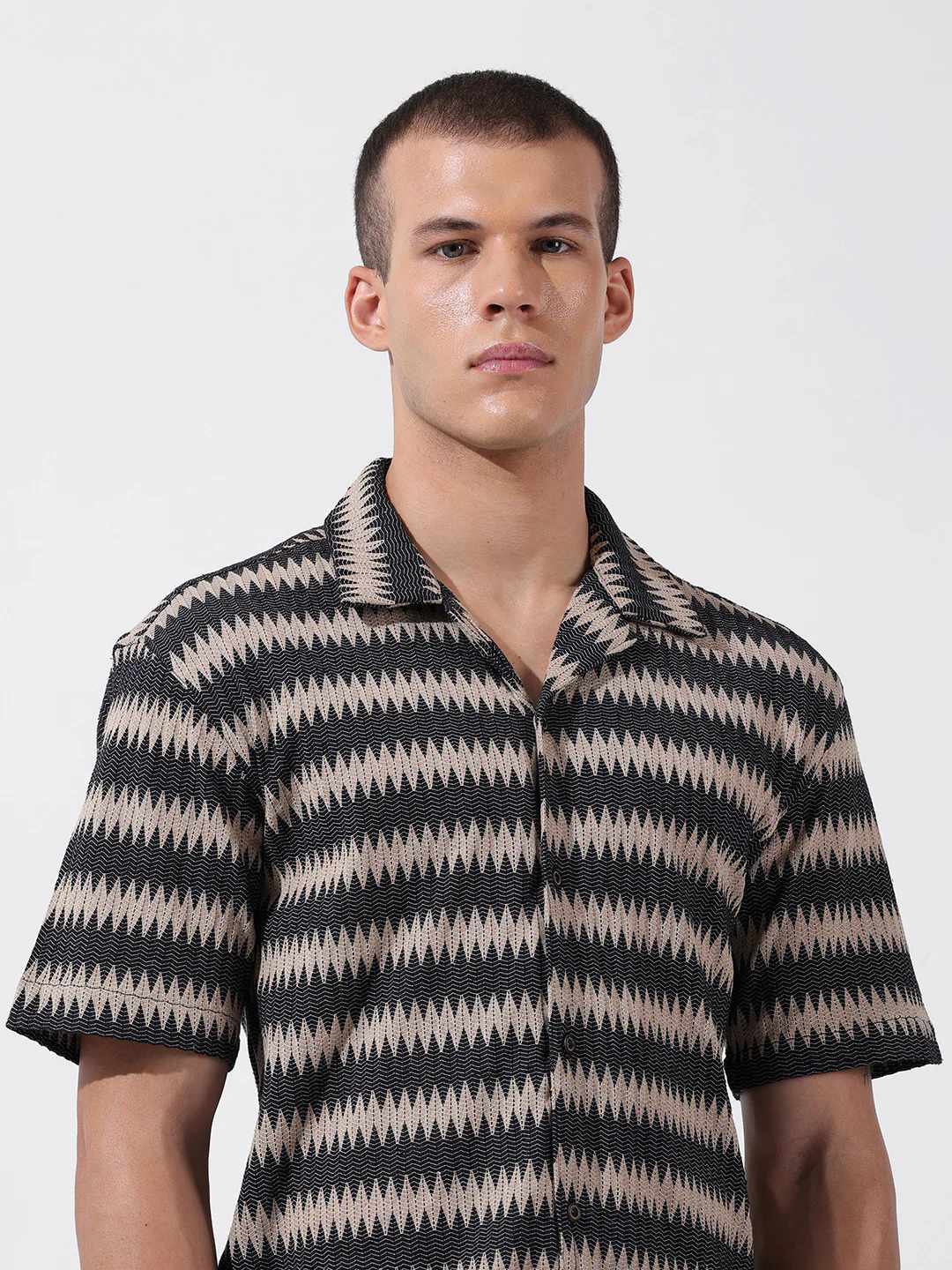 Men's Fawn Relaxed Fit Textured Textured Shirt - Image 5