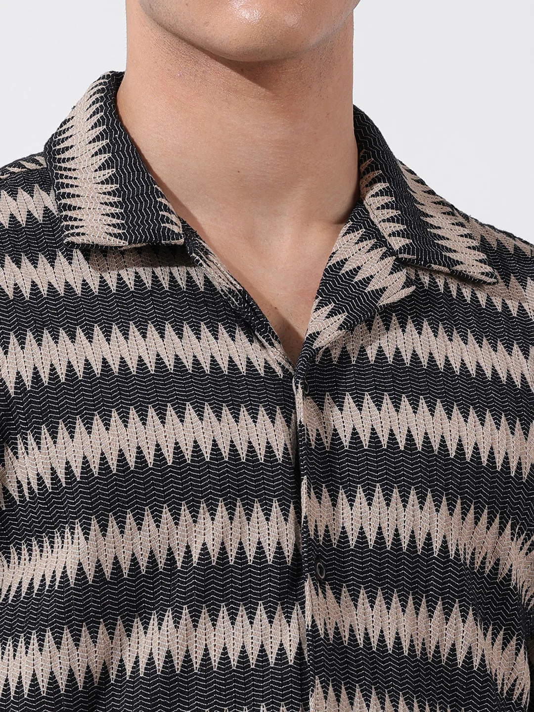 Men's Fawn Relaxed Fit Textured Textured Shirt - Image 6