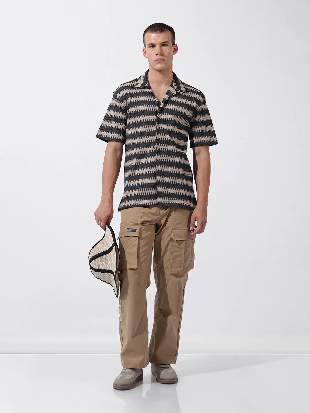 Men's Fawn Relaxed Fit Textured Textured Shirt - Image 8