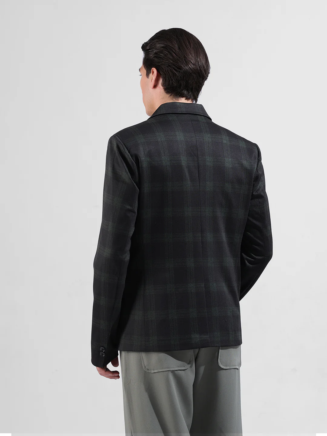 Men's Black Regular Fit Checked Casual Blazer - Image 7