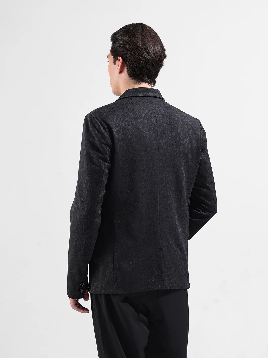 Men's Black Regular Fit Printed Casual Blazer - Image 7