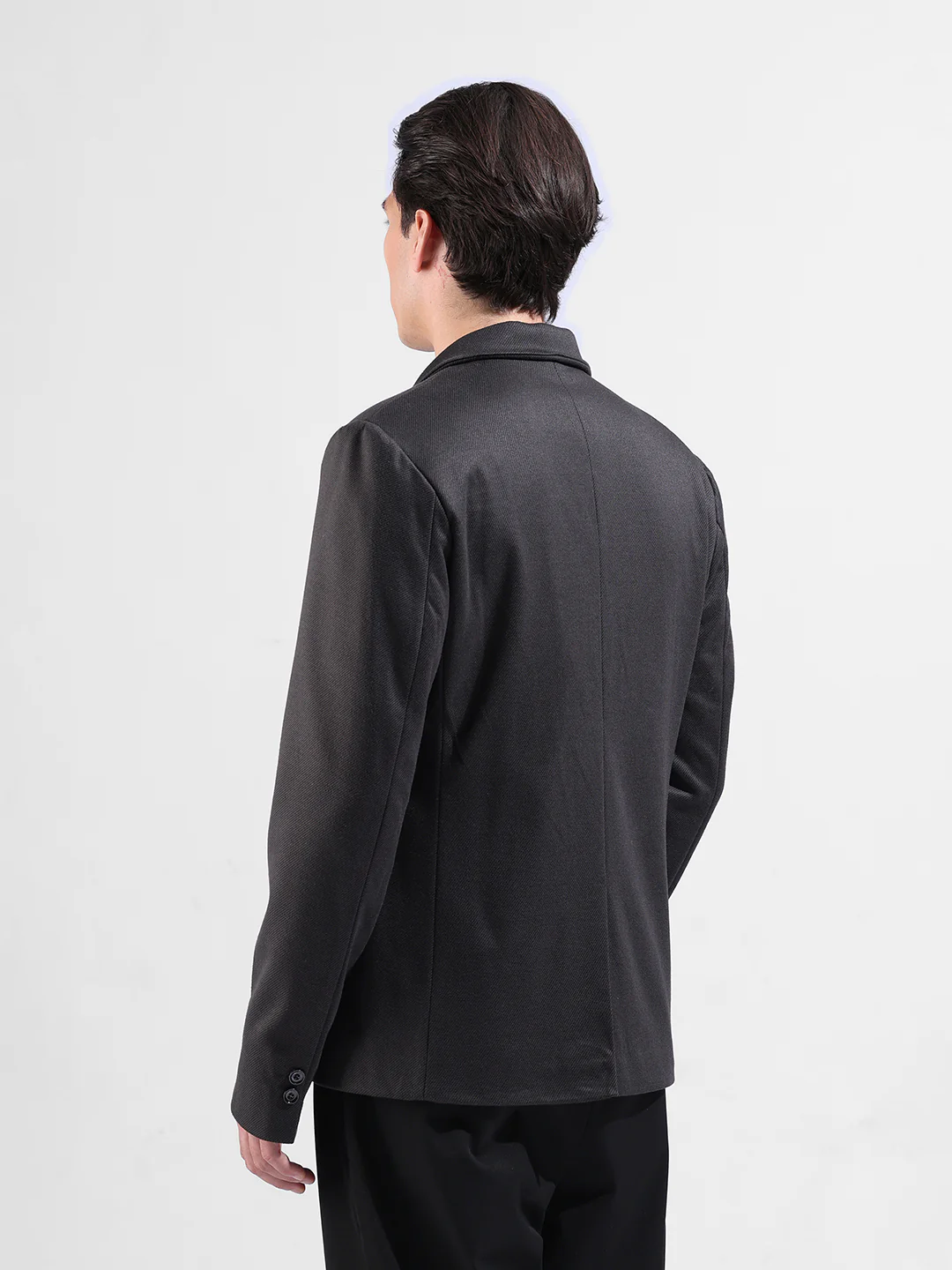 Men's Black Regular Fit Printed Casual Blazer - Image 7