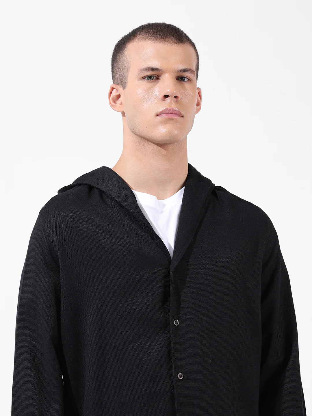 Men's Black Regular Fit Solid Bohemian Printed Shirt - Image 5
