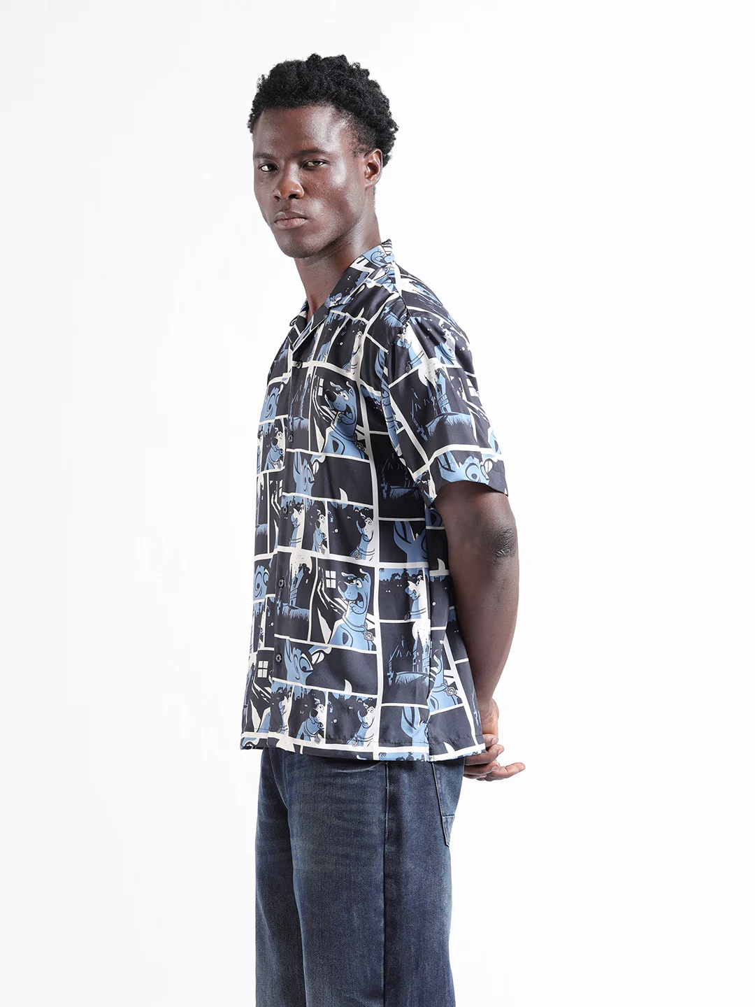 Men's Black Relaxed Fit Character Scooby-Doo Printed Shirt - Image 3