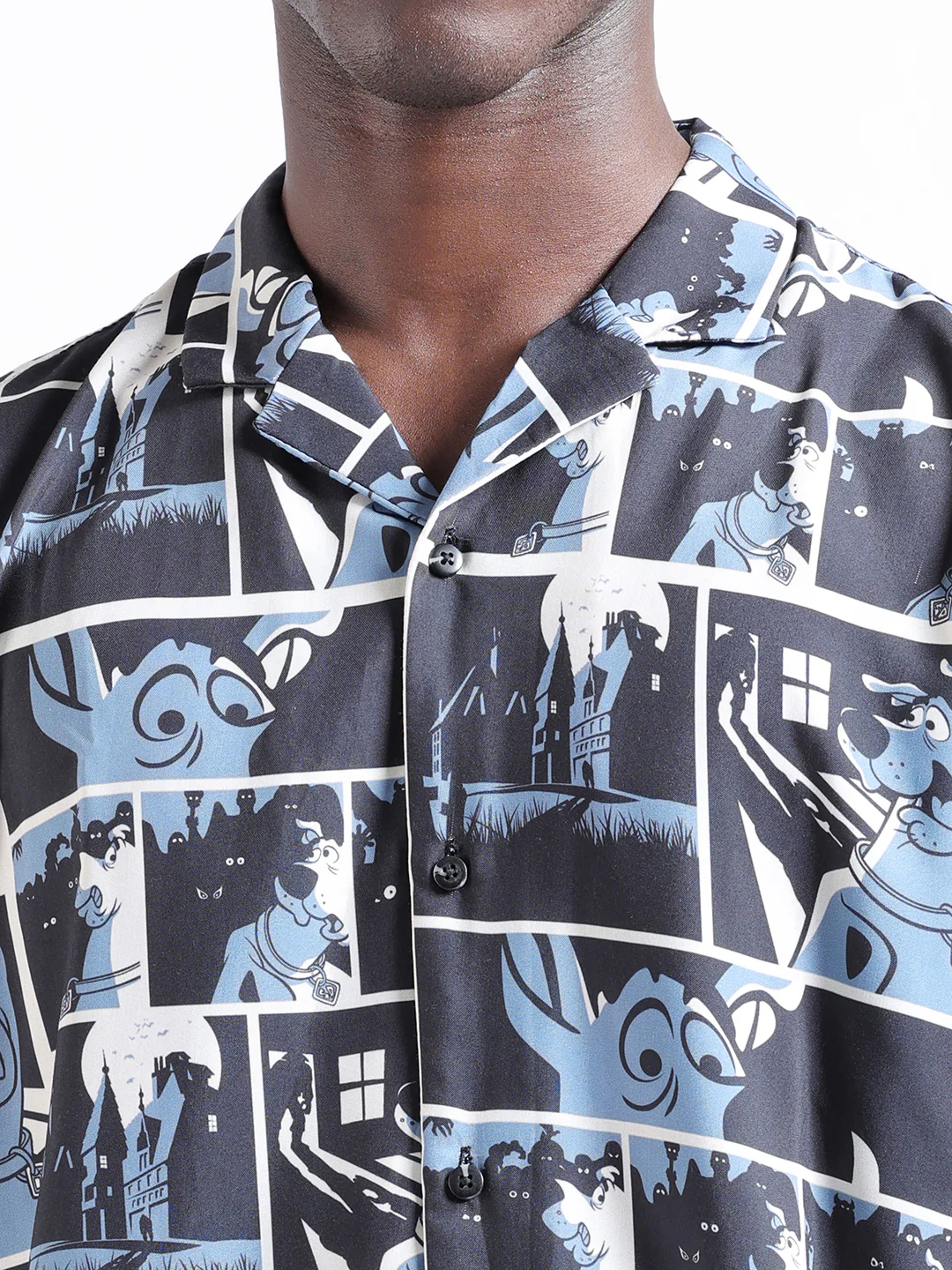 Men's Black Relaxed Fit Character Scooby-Doo Printed Shirt - Image 5