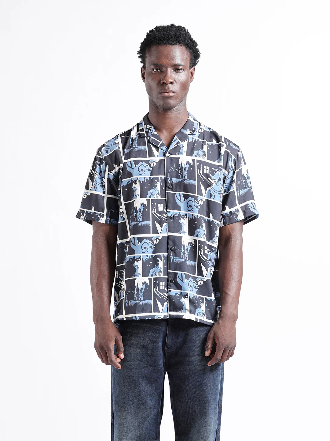 Men's Black Relaxed Fit Character Scooby-Doo Printed Shirt - Image 7