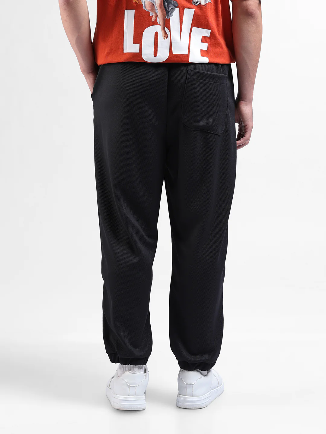 Men's Black Relaxed Fit Embroided Street Wear Jogger - Image 5