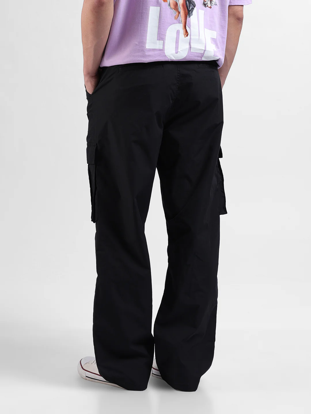 Men's Black Relaxed Fit Textured Utility Cargo - Image 6