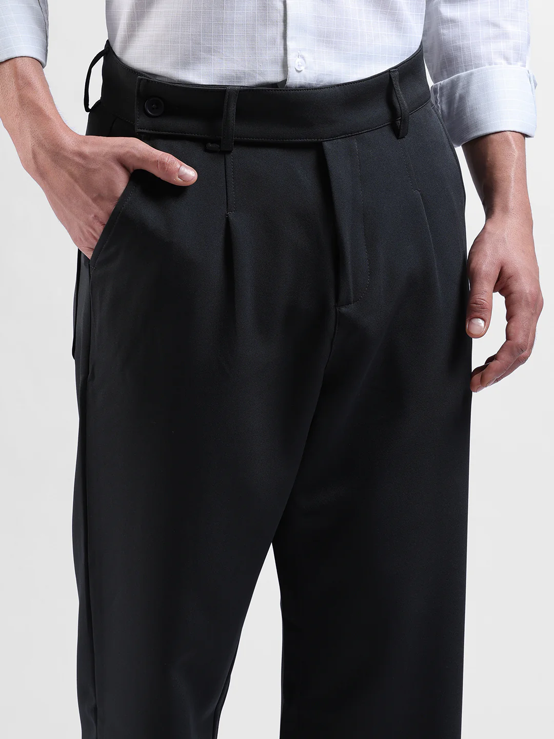 Men's Black Sand Loose Fit Solid Casual Trouser - Image 3