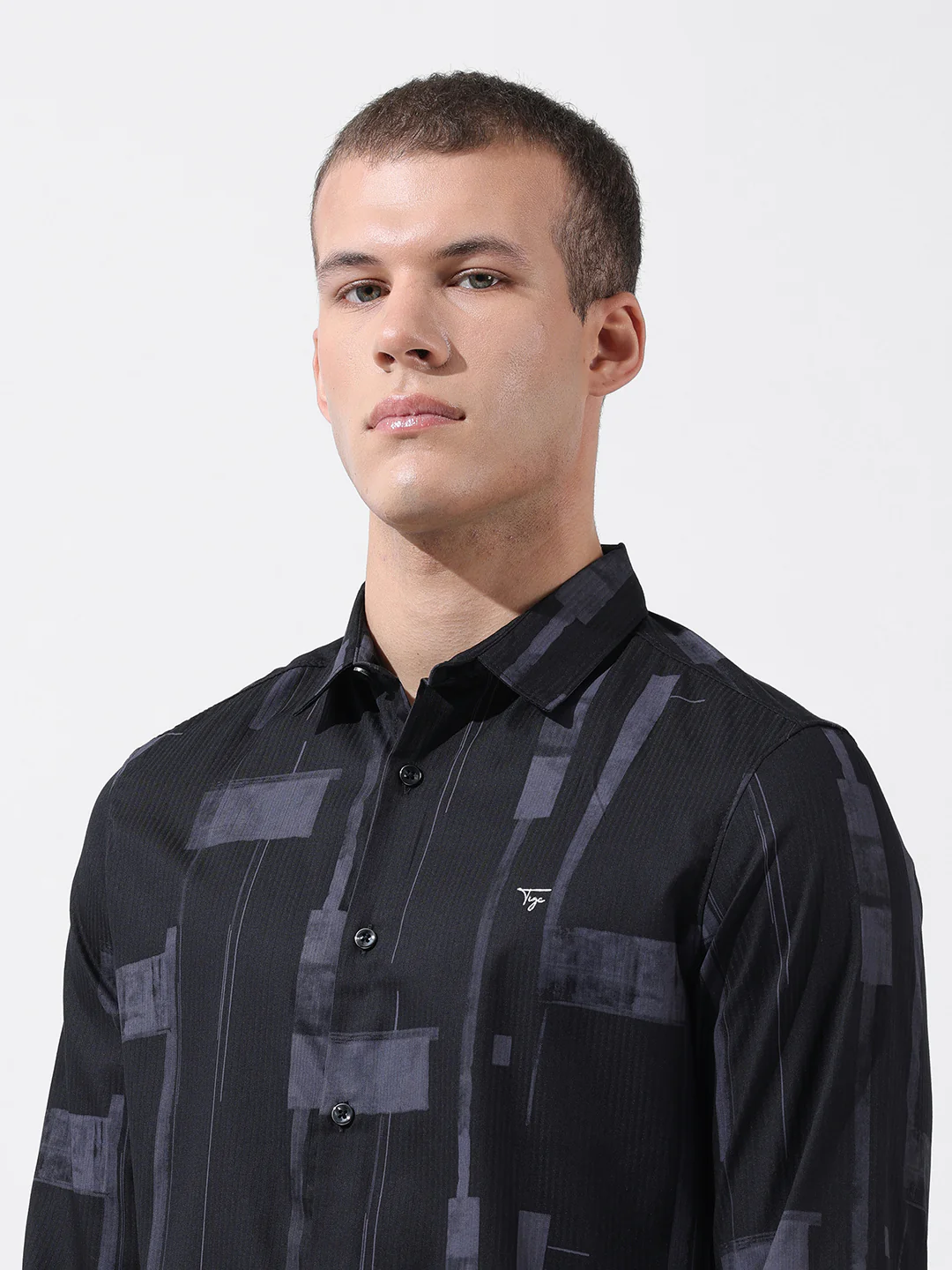 Men's Black Slim Fit Printed Party Wear Shirt - Image 6