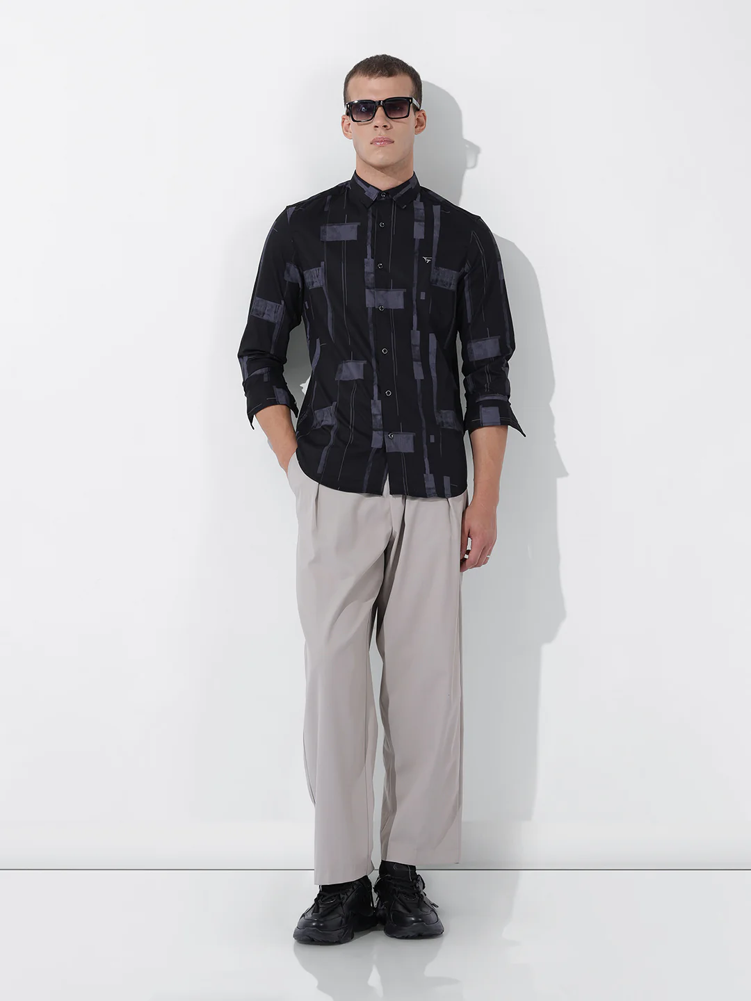 Men's Black Slim Fit Printed Party Wear Shirt - Image 8
