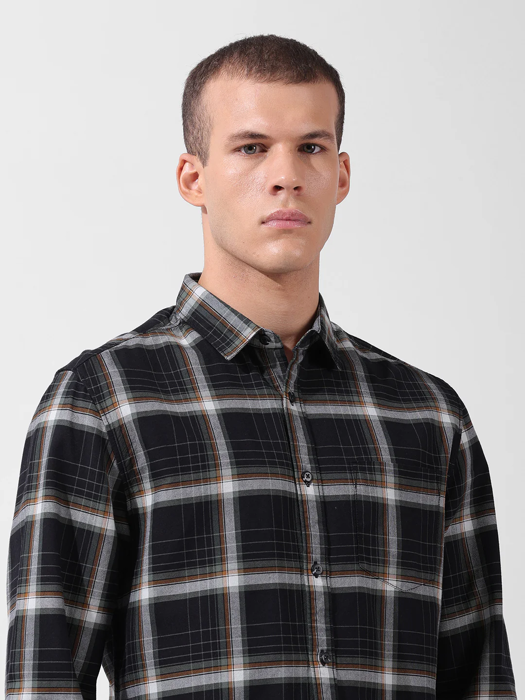 Men's Black Slim Fit Checked Casual Shirt - Image 5