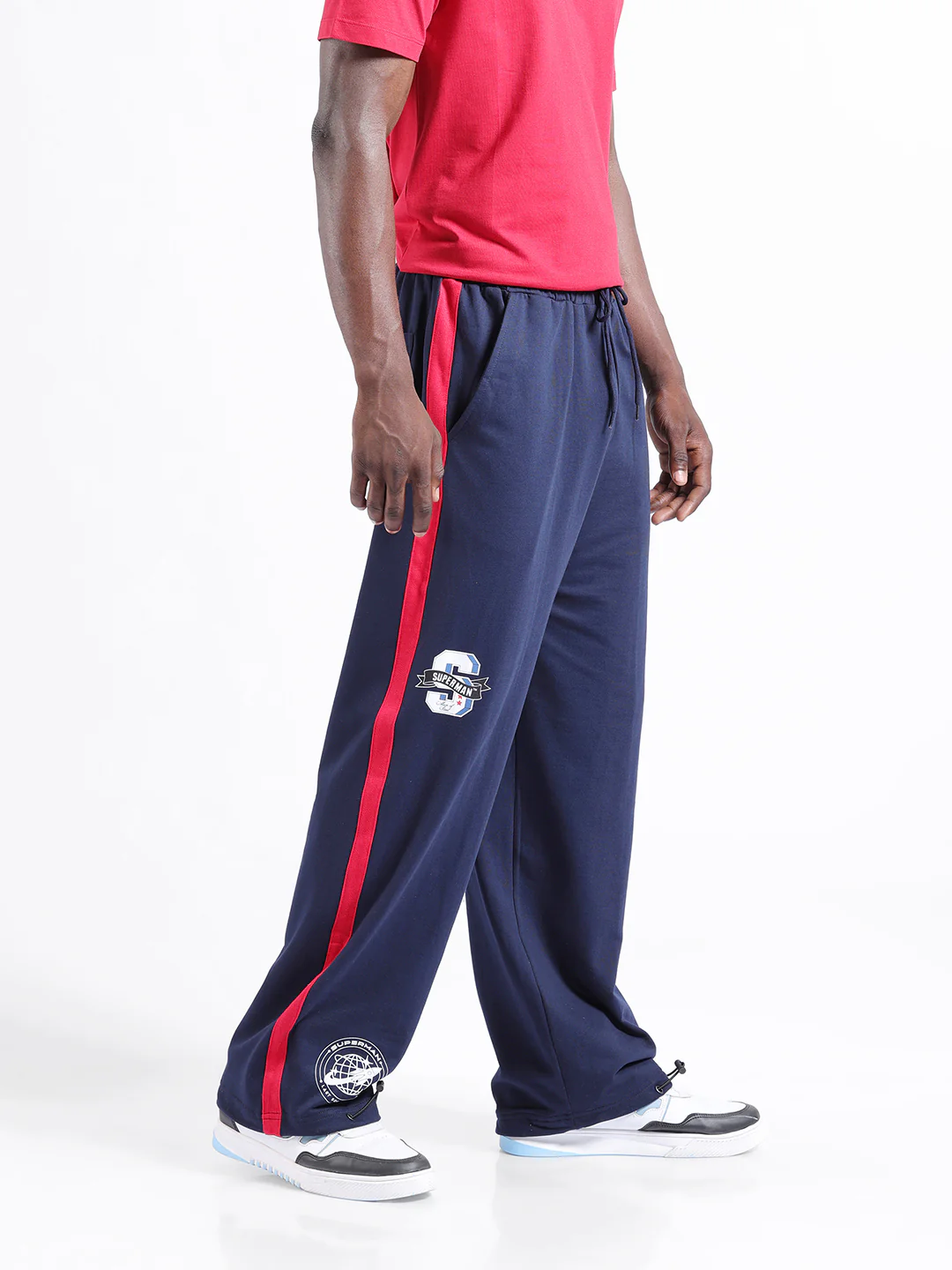 Men's Navy Blue Blue Loose Fit Superman Character Printed Joggers - Image 3