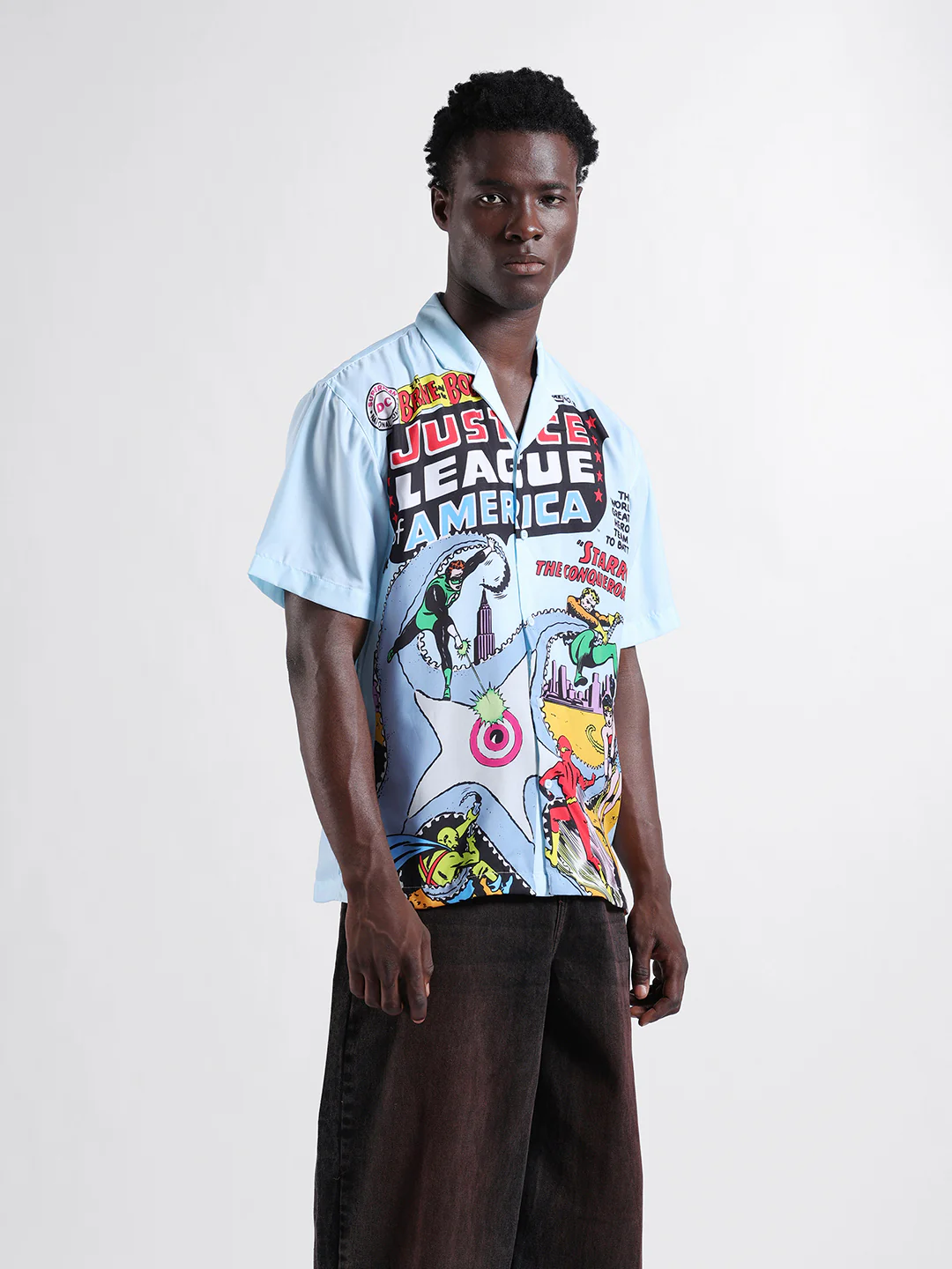 Men's Blue Relaxed Fit Character Printed Shirt - Image 3