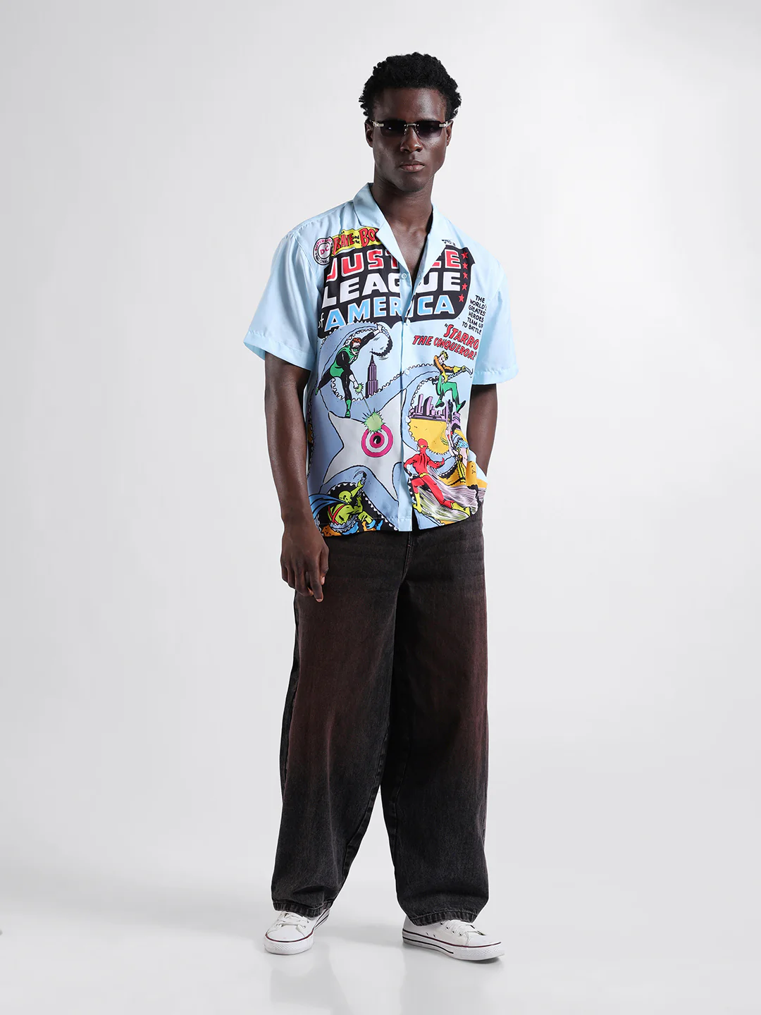 Men's Blue Relaxed Fit Character Printed Shirt - Image 8