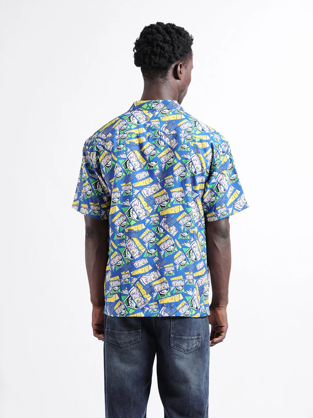 Men's Blue Relaxed Fit Character Tom & Jerry Printed Shirt - Image 3