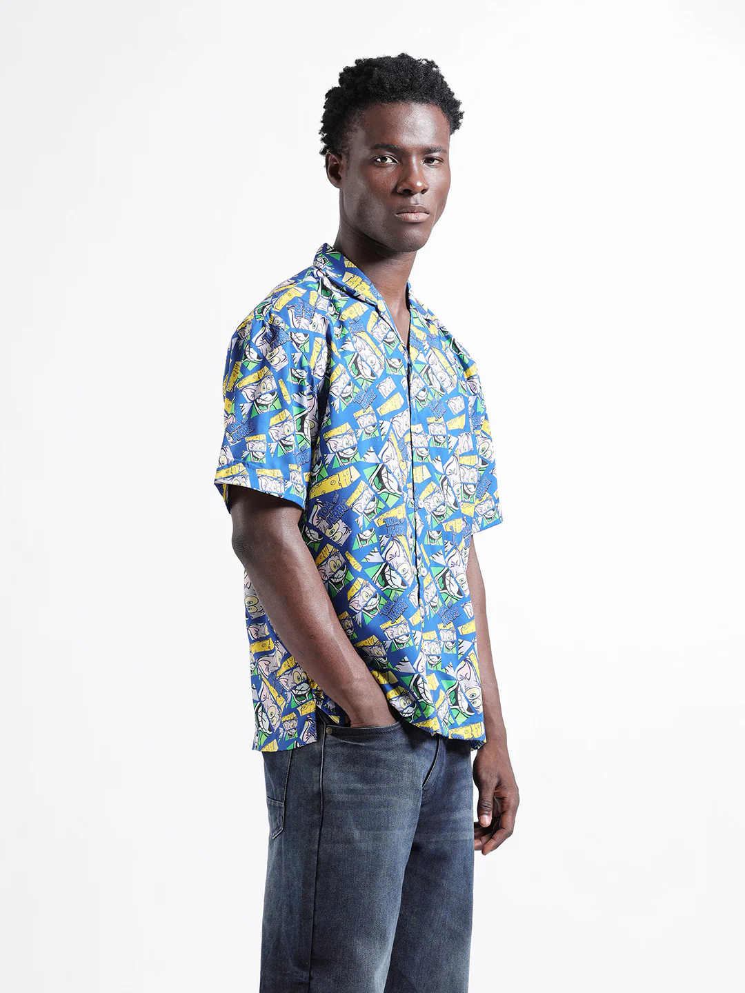 Men's Blue Relaxed Fit Character Tom & Jerry Printed Shirt - Image 4