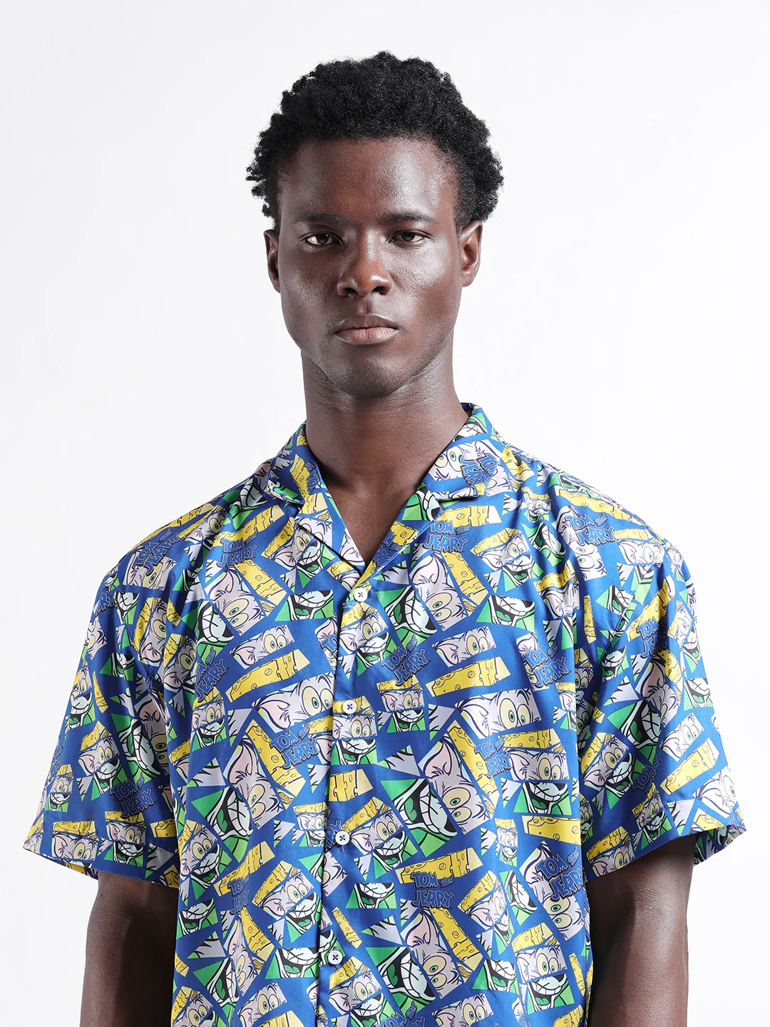 Men's Blue Relaxed Fit Character Tom & Jerry Printed Shirt - Image 5