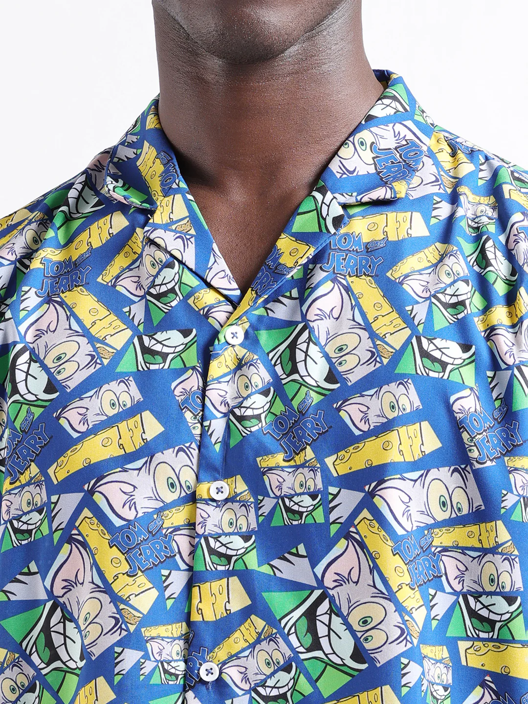 Men's Blue Relaxed Fit Character Tom & Jerry Printed Shirt - Image 8