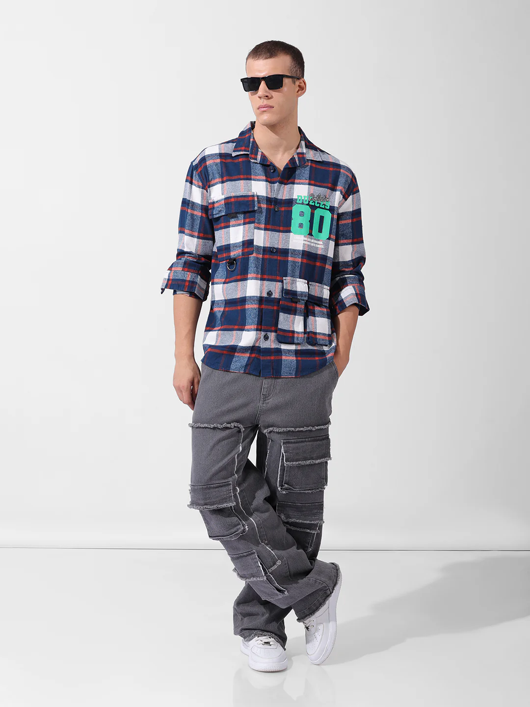 Men's Blue Relaxed Fit Graphic Printed Street Wear Shirt - Image 8