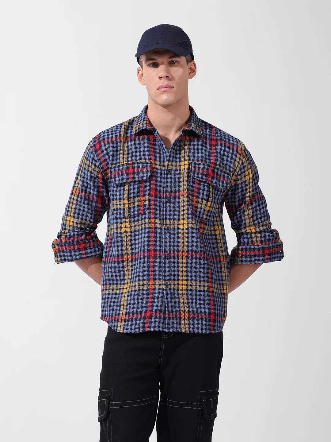 Men's Blue Relaxed Fit Striped Casual Shirt - Image 2