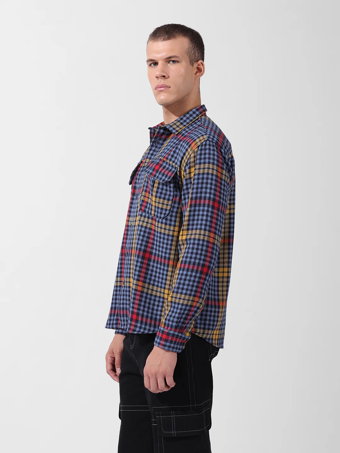 Men's Blue Relaxed Fit Striped Casual Shirt - Image 3
