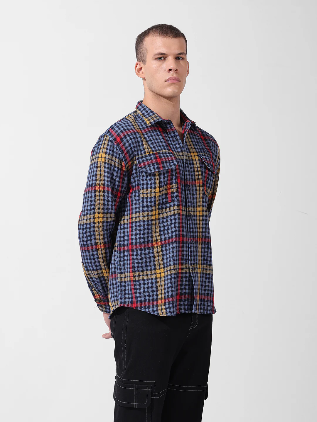 Men's Blue Relaxed Fit Striped Casual Shirt - Image 4