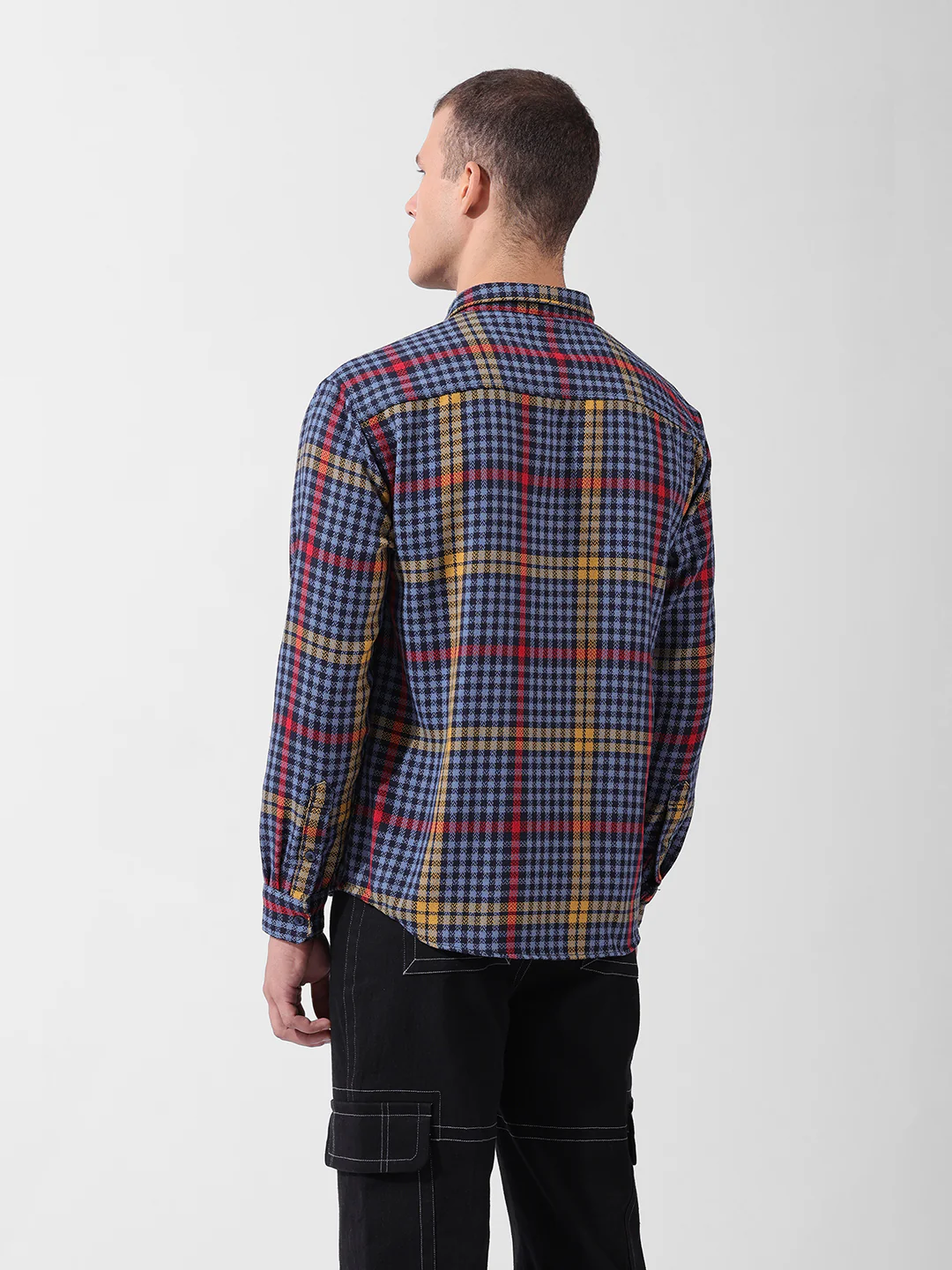 Men's Blue Relaxed Fit Striped Casual Shirt - Image 5