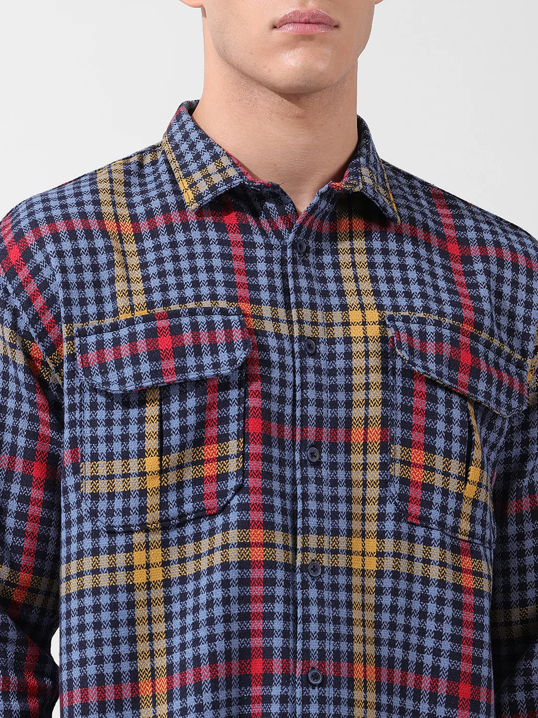 Men's Blue Relaxed Fit Striped Casual Shirt - Image 7