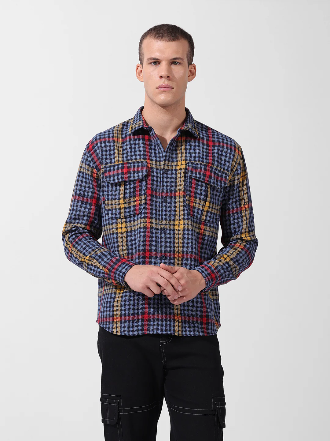 Men's Blue Relaxed Fit Striped Casual Shirt - Image 8