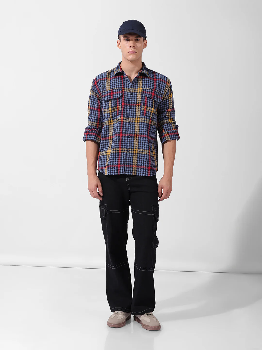 Men's Blue Relaxed Fit Striped Casual Shirt - Image 9