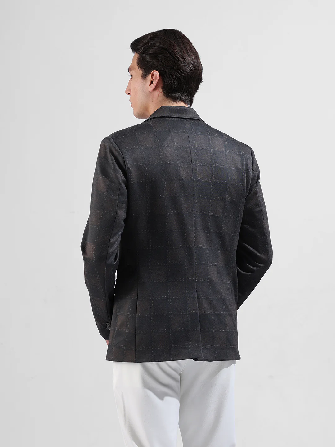 Men's Brown Regular Fit Checked Casual Blazer - Image 7