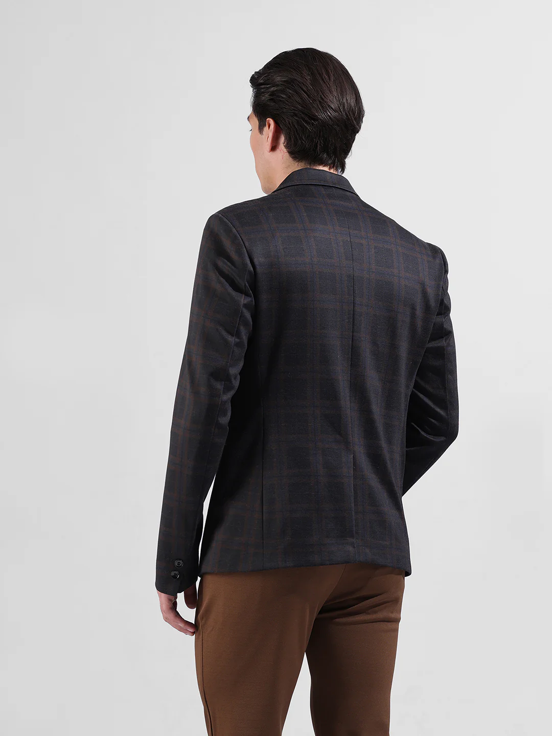 Men's Brown Regular Fit Checked Casual Blazer - Image 7