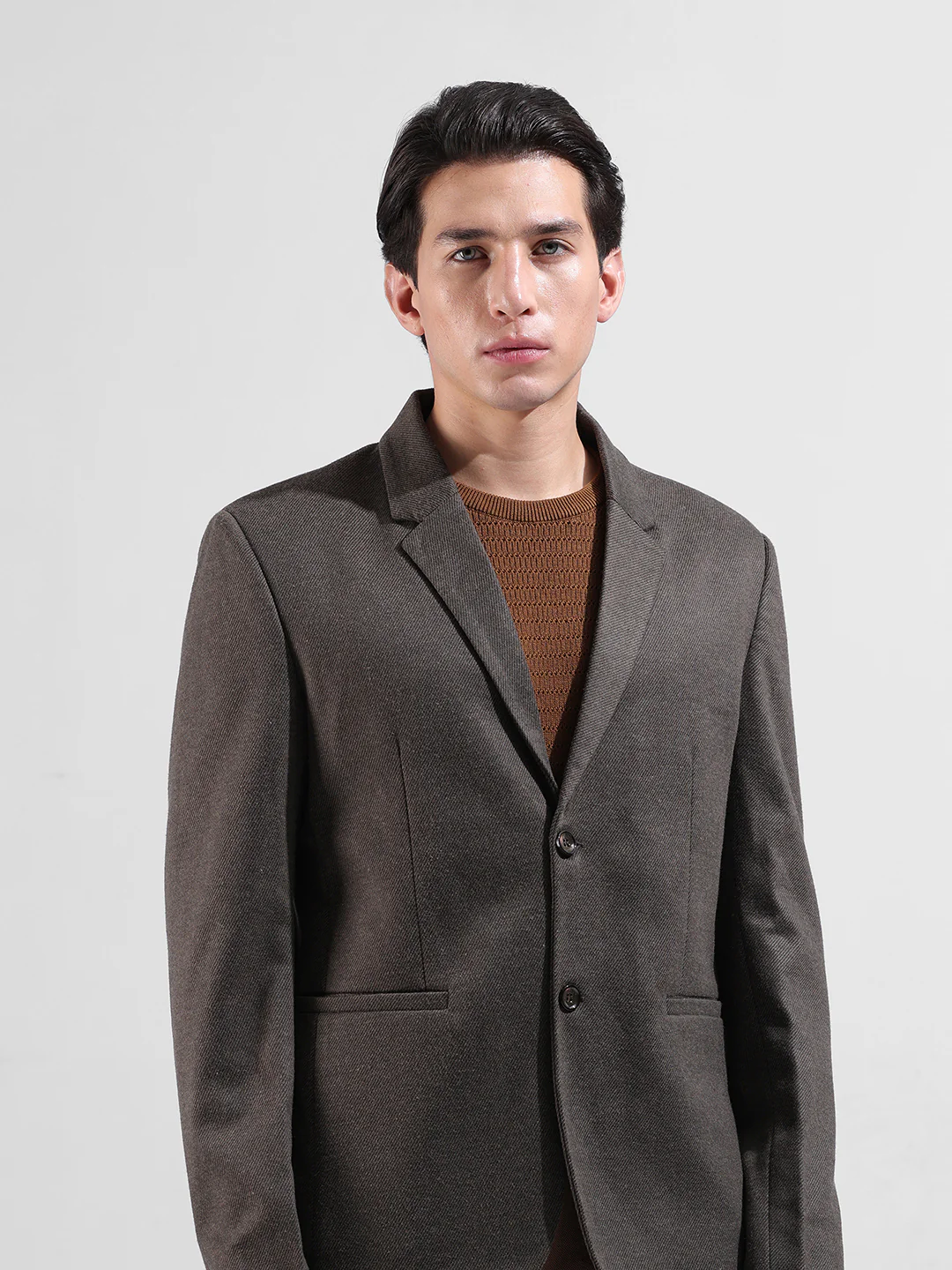 Men's Brown Regular Fit Printed Casual Blazer - Image 4